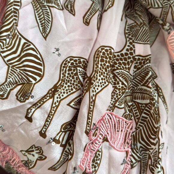 TAJ - Size Small - NWOT Pink and Brown Resort Gown - Light Pink Animal Print - Picture 6 of 6